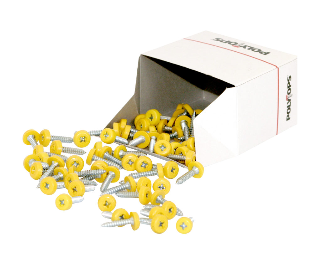 Yellow polymer moulded Pozi Drive Screws