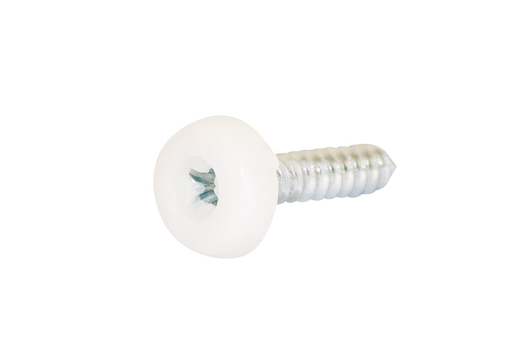 White Plastic Coloured Numberplate Screws boxes
